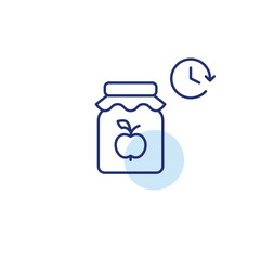 Jam and clock. Food scheduled delivery and meal pick-up on time. Groceries shelf life. Fresh farm to table produce. Pixel perfect, editable stroke vector icon