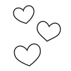 シンプルな3つのハート 手描きイラスト アイコン