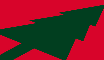 Green Christmas tree and a red background.