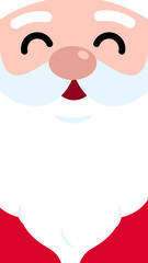Santa Claus's face, with a white beard and a red cape. Copy space for text.
