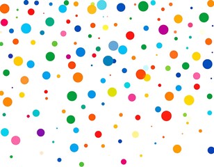 Assorted colorful circles scattered on a white background, creating a festive, abstract display