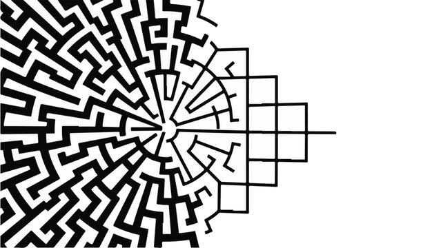 Black and white maze labyrinth geometric pattern abstract background puzzle concept for business finance education and problem solving
