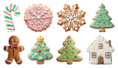 Fototapeta premium PNG Festive holiday cookies assortment, element set on transparent background