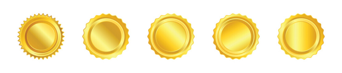 Realistic golden circular badges icon set - Vector 