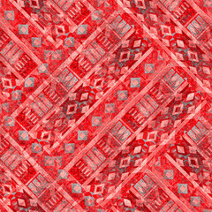 Monochrome red grunge tribal pattern.