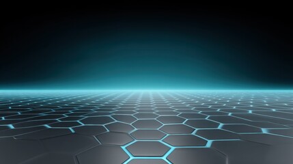 Futuristic Hexagonal Grid with Glowing Edges and Dark Background for Technology and Science Fiction Themes in Digital Art and Design Projects
