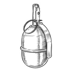 Obraz premium rgd 5 hand grenade vector line art hand drawn illustration