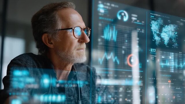 Senior Male AI-Driven Healthcare Director Abstracts Insights