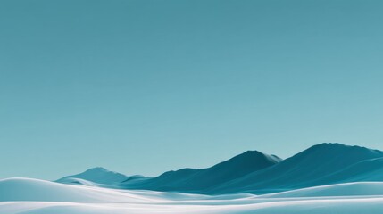 Fototapeta premium Serene Winter Landscape with Soft Snow-Covered Hills Under Clear Blue Sky in a Cold Atmospheric Environment Ideal for Tranquil Imagery and Nature Photography