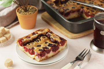 A traditional French pie with cherry clafouti	