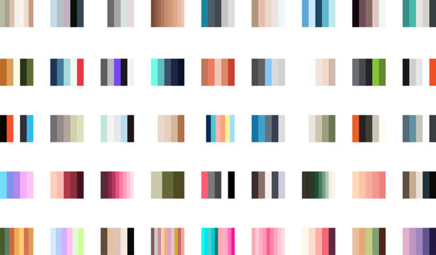 Abstract color palettes displayed in rows and columns create a visually appealing composition showcasing a diverse range of hues and shades for creative inspiration