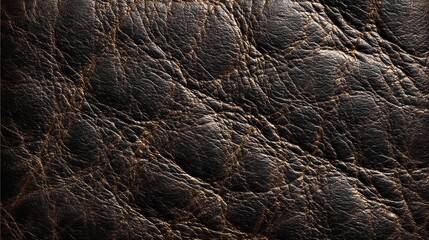 Ultra-detailed cracked leather texture illuminated to emphasize tactile depth Shadows fall evenly into creases accentuating organic detail Composition
