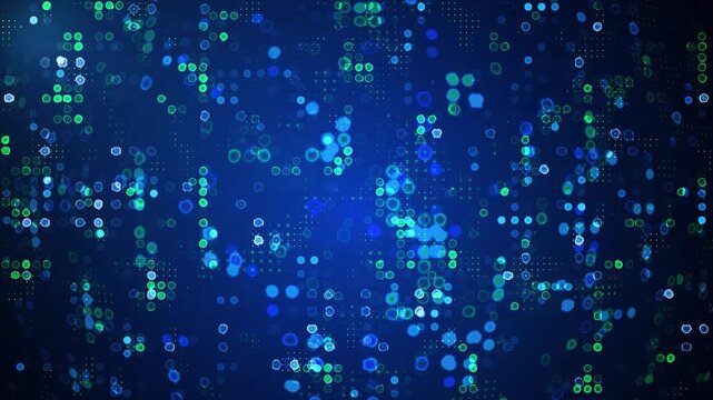 Abstract bright blue neon digital hightech technology  on particles dynamic overlay digital looping motion background. Ideas for corporate branding, motion graphics, modern UI design etc., 