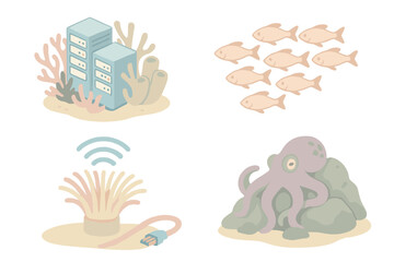 The server is surrounded by a bunch of cables