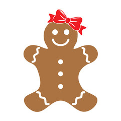 Gingerbread nameplate, Split gingerbread monogram, Baby girl's first Christmas, Gingerbread man, Family T-shirt. Isolated Christmas illustration on a white background