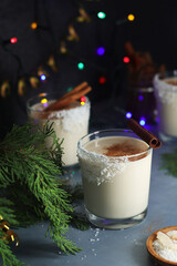 Two glasses with traditional Puerto Rico cocktail Coquito