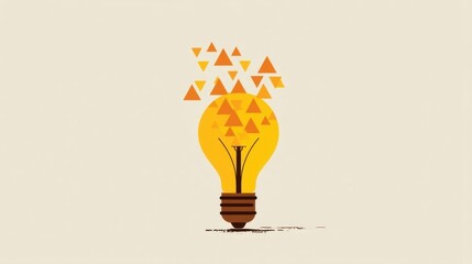 A stylized incandescent light bulb emits a warm yellow glow with a brown base,