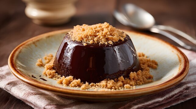 traditional Piedmont bonet chocolate pudding, amaretti crumbs