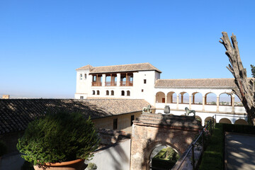 View of the Generalife of the Alhambra, Granada, Andalusia, Spain    