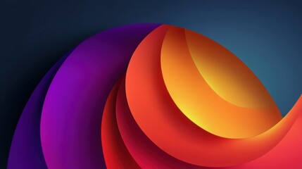 Vibrant Abstract Swirling Shapes in Rich Purple, Orange, and Yellow Tones Against a Dark Background Creating an Eye-Catching Design Element