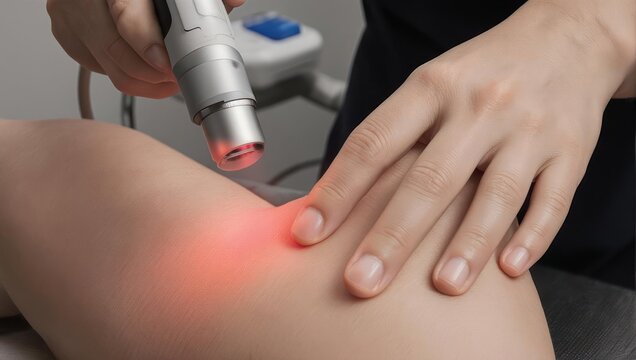 Laser Therapy on Knee for Pain Relief and Healing.