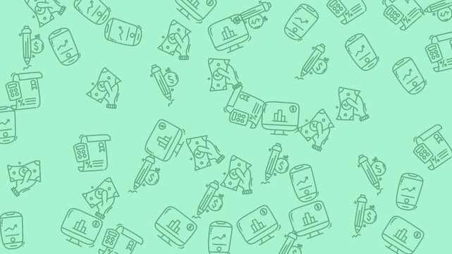 Patterned background featuring digital devices and financial symbols ideal for tech or financerelated projects needing a modern and dynamic touch.