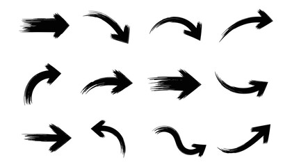 Fototapeta premium a collection of simple, hand-crafted textured arrow brushes