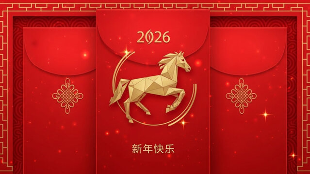 Red envelopes year horse created with generated ai