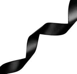 black satin ribbon isolated on white background.