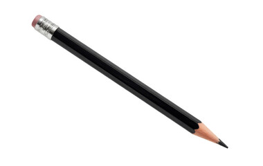 black graphite pencil with eraser on white background.