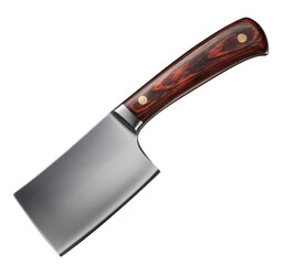 meat cleaver with wooden handle on white background.