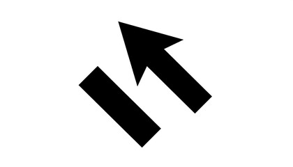 Black graphic shapes a diagonal line and an arrow pointing diagonally up right