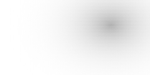 An abstract black and white vector background featuring a gradient created by a pattern of small dots. 