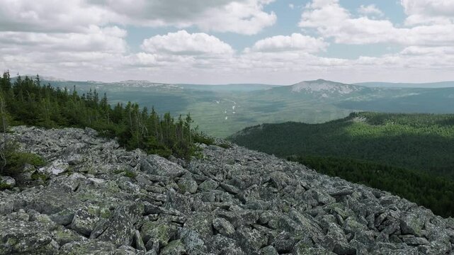 Southern Urals, Zyuratkul National Park: kurums on Bolshoy Uvan Mountain.