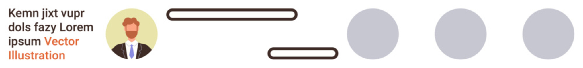 User profiles, online data, progress tracking, interface design, visual information, business networking. Circular avatar placeholder with progress dots and text alignments. User profiles and online