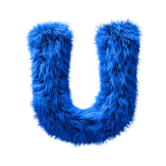 Fluffy blue letter U