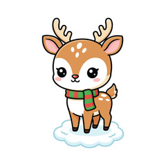 Christmas Cute Reindeer | Cartoon Holiday Deer Clipart