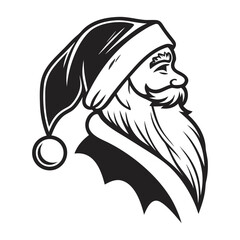 Santa Claus Head Silhouette | Beard and Hat Vector Illustration