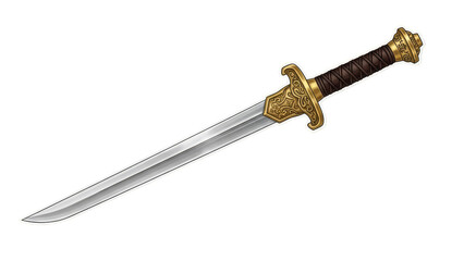 Ornate Dagger with Golden Hilt and Sharp Blade.