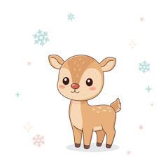 Cute Reindeer Vector | Adorable Christmas Animal Illustration