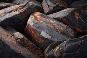Close-up view of dark rocks