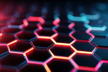 Abstract honeycomb pattern with vibrant lighting