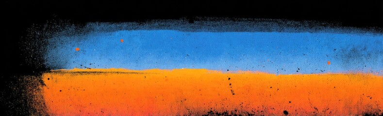 Abstract horizontal band of blue and orange hues with textured appearance
