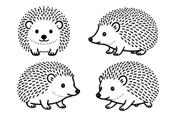 Obraz premium Cute linear hedgehog designs in black and white