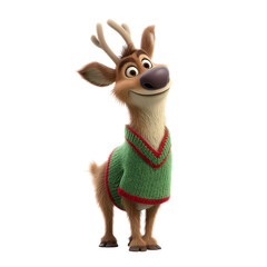 Reindeer wearing a green sweater