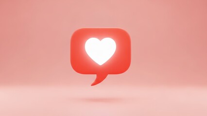 Red speech bubble with heart symbol