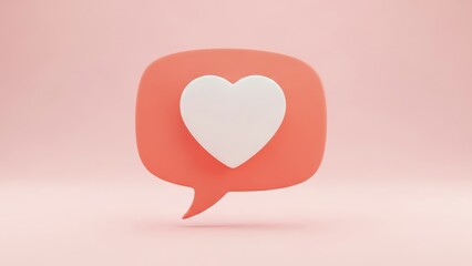 Red speech bubble with white heart