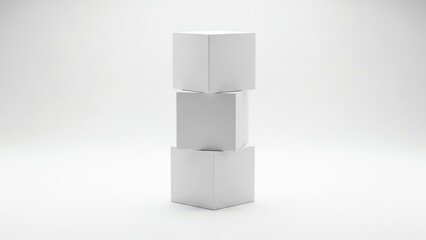 Obraz premium Stacked white cubes with transparent background