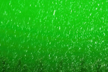 A vibrant, simulated rain shower descends against a bright green backdrop, over a dark green base