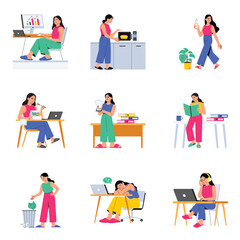 Fototapeta premium Office Work Vector Flat Illustration Set 2